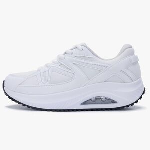 Cushioned Work Shoes for Standing All Day | White Athletic Sneakers - size 10.5